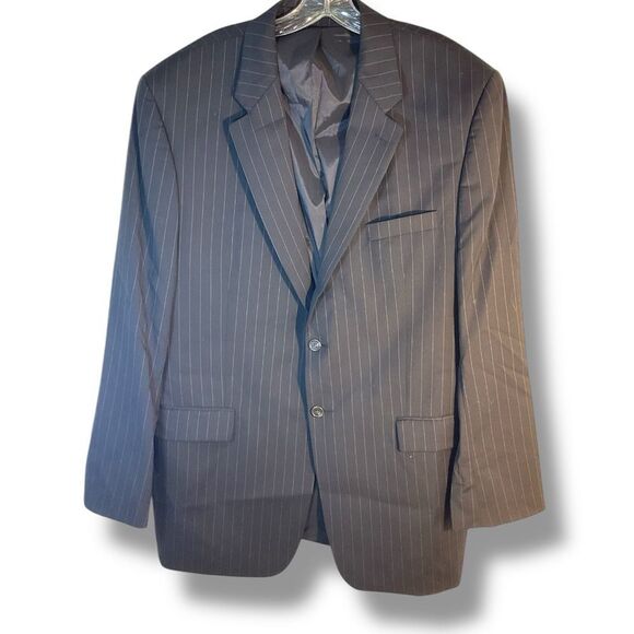 Lauren Ralph Lauren MENS suit jacket black white 46long pin stripe wool blazer - Picture 1 of 13